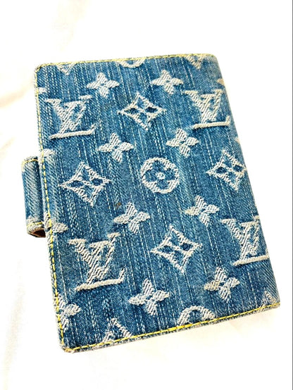 Louis Vuitton Agenda PM Monogram Denim Ring Planner Cover Blue Gold HW Spain