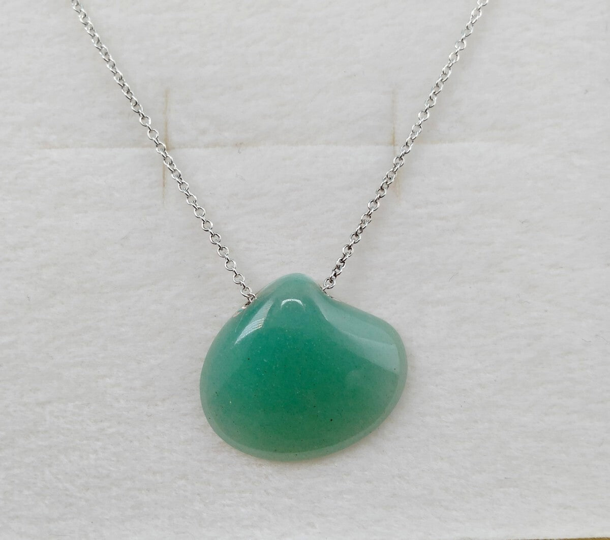 Tiffany & Co Jade Pendant Necklace Green Sterling Silver Chain 40cm(15.7") New