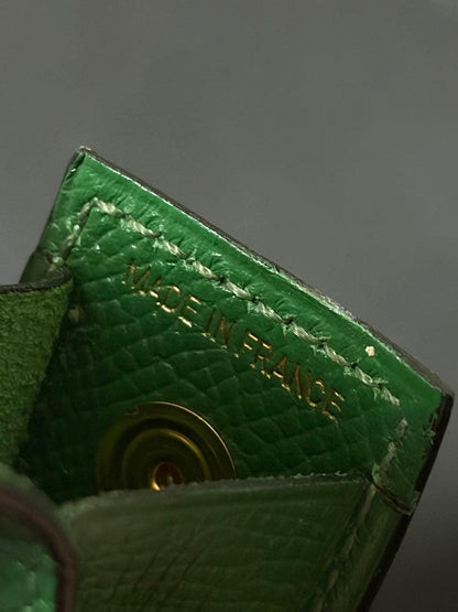 HERMES Gum Case Lip Multi Pouch Leather Green Gold Hardware Epsom Authentic