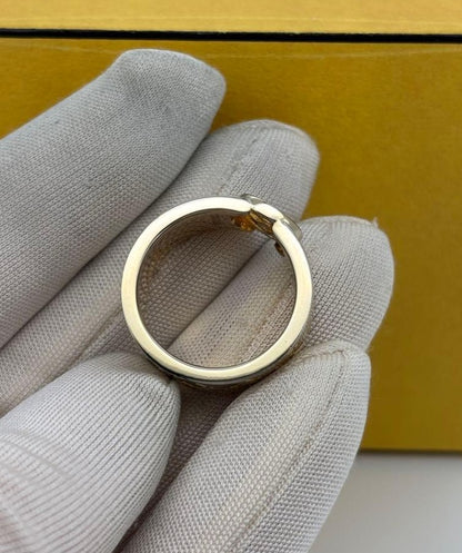 Excellent Fendi FF F is Gold Tone Metal Ring Size S 52 US 6 No Box