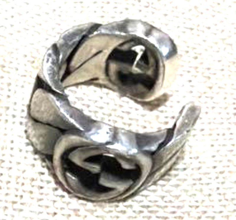 Gucci Interlocking G Ear Cuff Silver 925 Earring Used Authentic Made In Italy