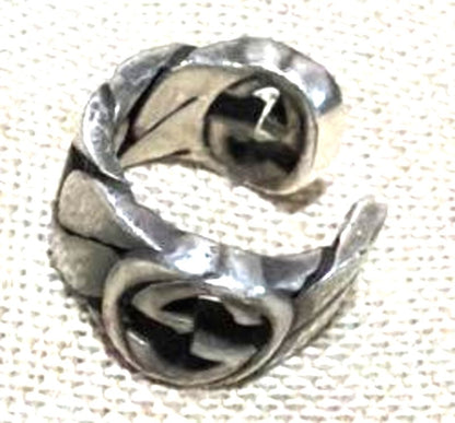 Gucci Interlocking G Ear Cuff Silver 925 Earring Used Authentic Made In Italy