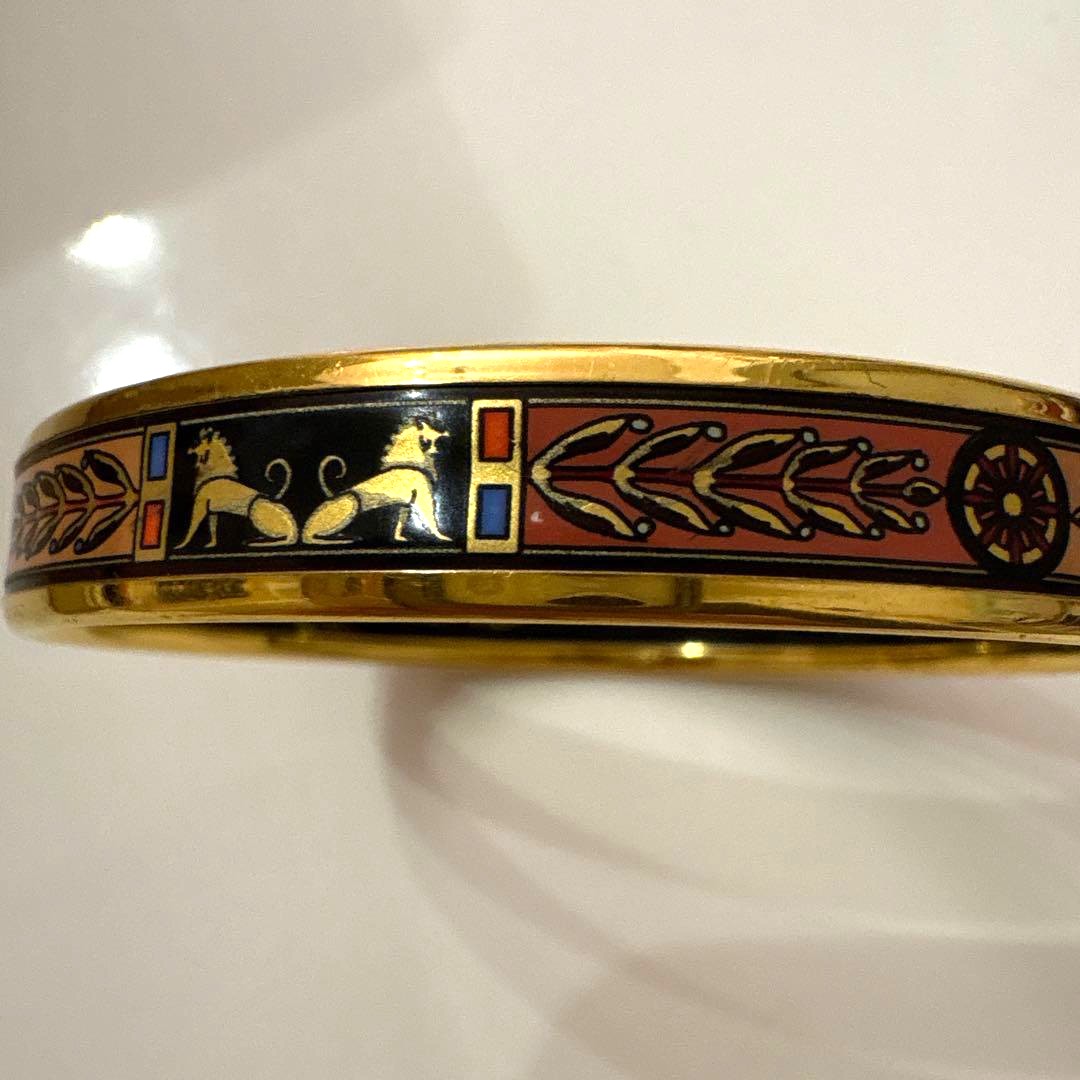 Michaela Frey Wien Vintage Enamel Bangle Bracelet Gold Egyptian Motif Austria