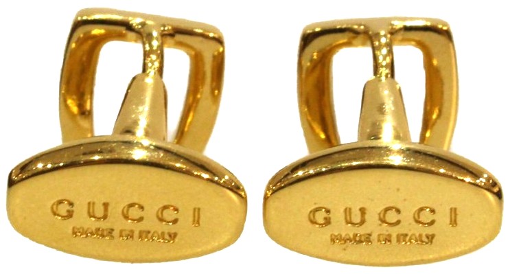 GUCCI Gold Tone Stirrup Cufflinks Mens Suit Accessory Italy Authentic 0.4x0.6in