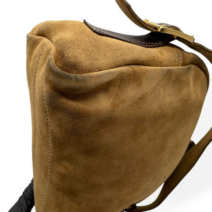 Loewe Anagram Beige Suede Shoulder Bag 20x23x9cm 7.9x9.1x3.5in