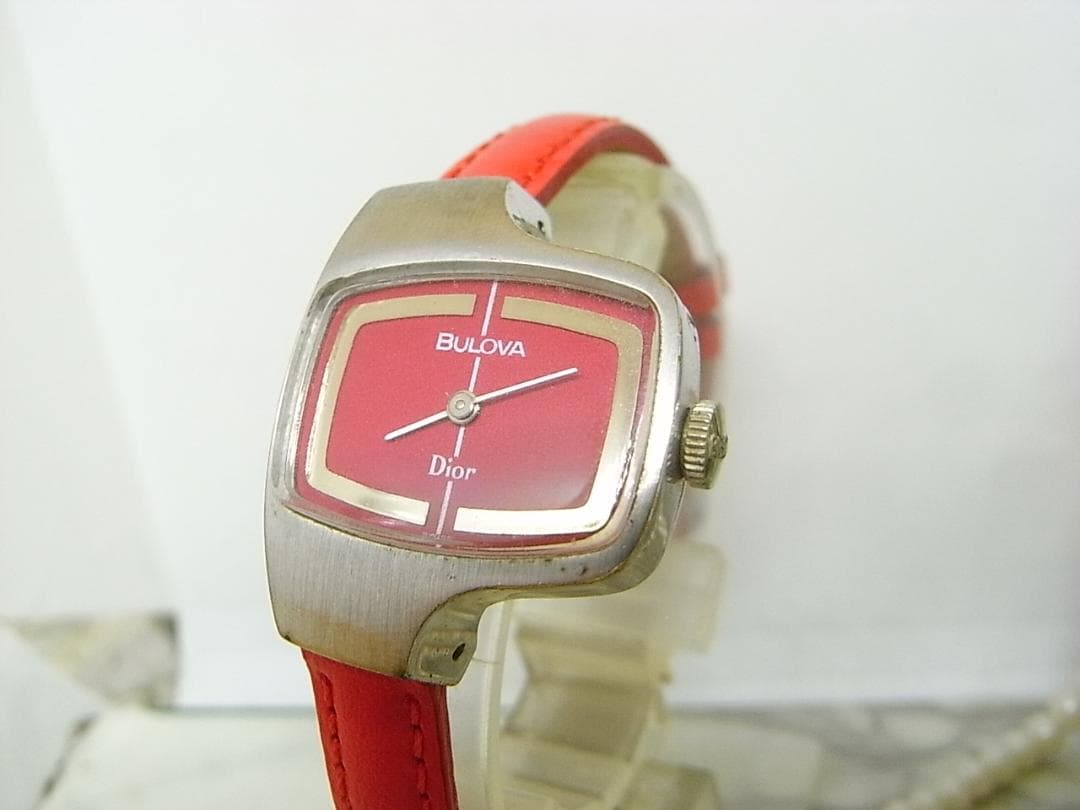 Christian Dior x Bulova Manual Winding Analog Red Dial Watch  Women Working