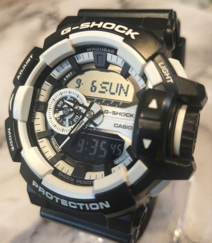 CASIO G-SHOCK GA-400 Mens Analog Digital Watch Black White Resin 51mm