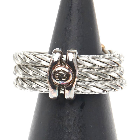 CHARRIOL Wire Cable Ring Silver Gold Stainless Steel Plated US5.5 EU50 Ladies