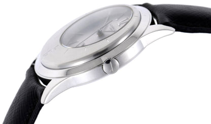 Dunhill Eccentric DQV210AL Quartz Watch Silver Dial SS Black Leather Swiss Used