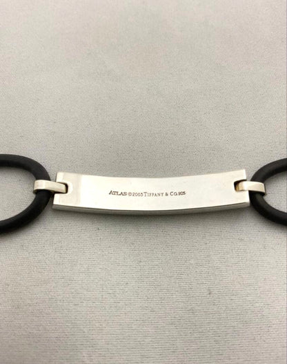 Tiffany & Co 2005 Sterling Silver 925 Rubber Atlas ID Bracelet 17.5cm 6.9in
