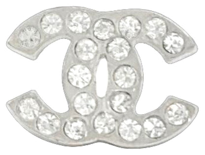 CHANEL 99A CC Logo Alphabet Silver Tone Stud Earrings Vintage Authentic