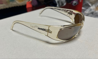 Arnette Y2K Vintage Wrap Sunglasses Clear Frame Mirror Lens Womens Mens
