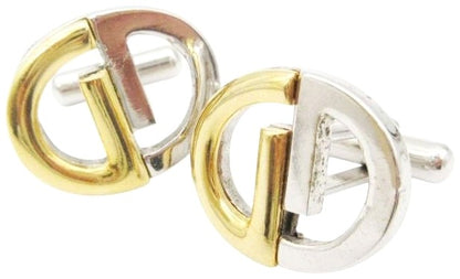 Gucci Interlocking G Cufflinks Gold Silver Tone Two-Tone Men 0.7x0.8in Used