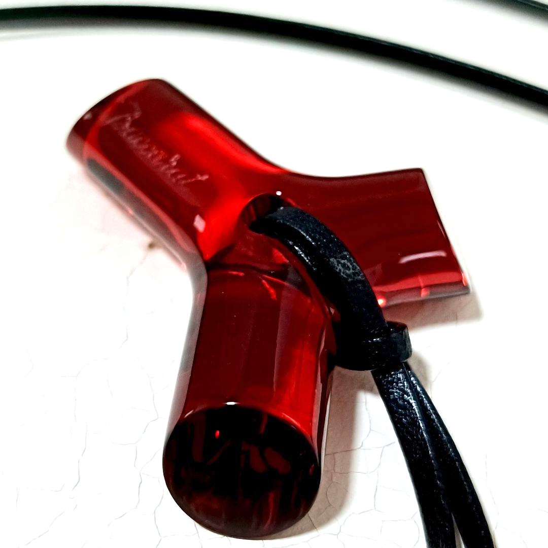 Baccarat Y Initial Red Crystal Pendant Necklace Choker Black Leather Cord VTG