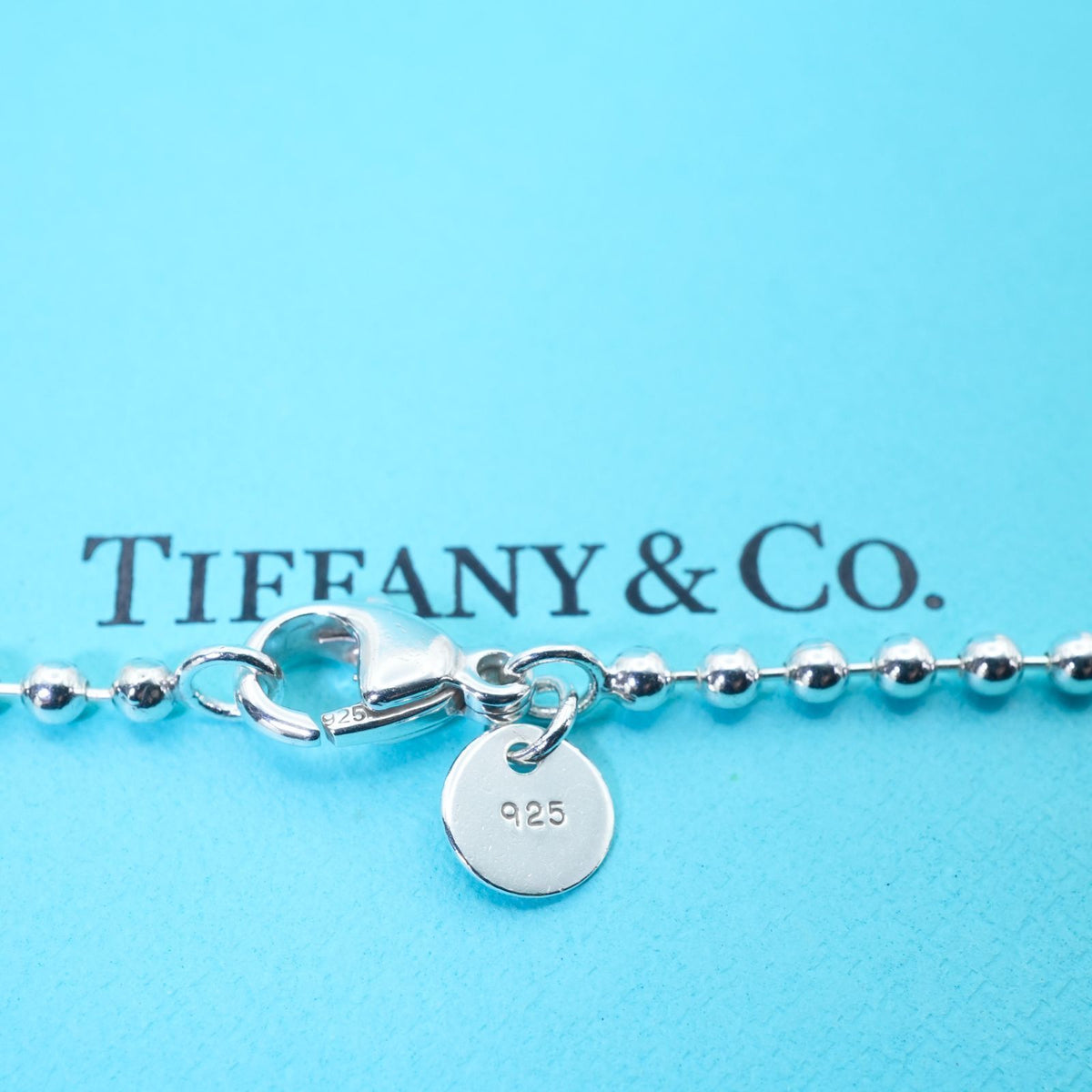 Excellent Tiffany & Co Sterling Silver 925 Long Ball Chain Necklace 88cm 34.6in