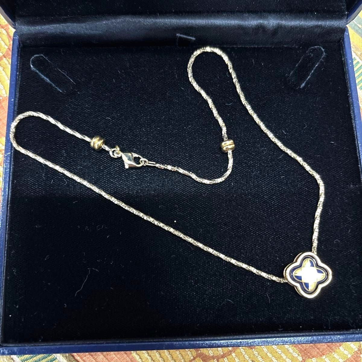 Michaela Frey Wien Clover Pendant Necklace Gold Blue Enamel Vienna FREYWILLE
