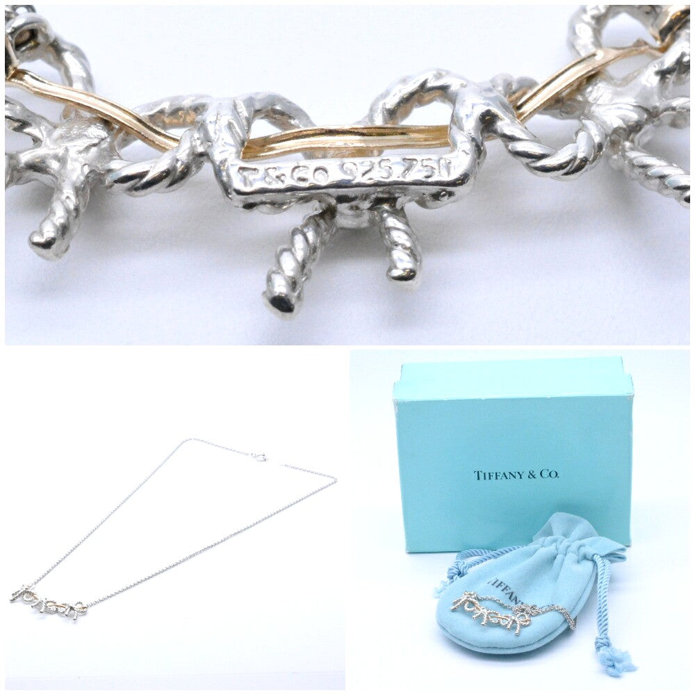 Tiffany & Co Triple Bow Knot Necklace SV925 Silver 18K Gold 44cm 17.3" Auth Used
