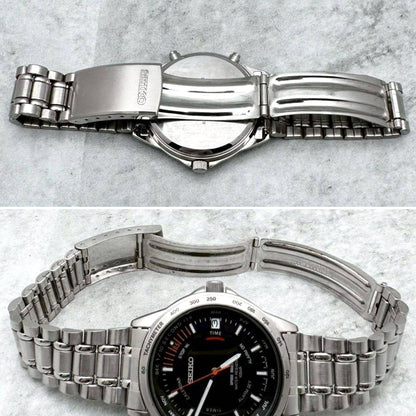 SEIKO Speed Master 6M26-6000 Black Dial Quartz Watch Steel 37.9mm Japan Used
