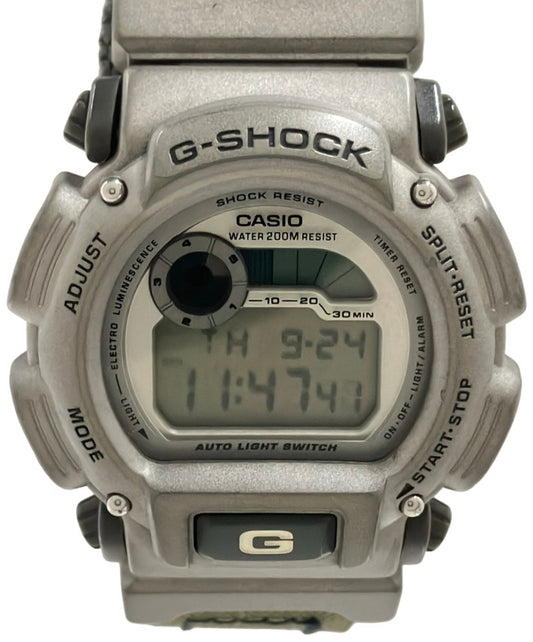 CASIO G-SHOCK GW-9000 Quartz Mens Watch Silver Resin Case Green Nylon Band Used