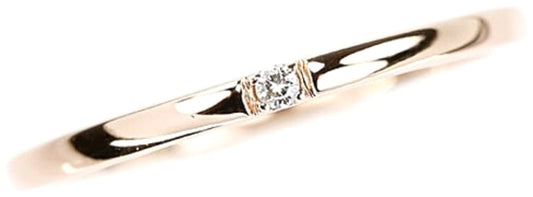 4°C Yondo-C Diamond Ring K10 Pink Gold 1-Stone Solitaire Japan US 5.5 / EU 50
