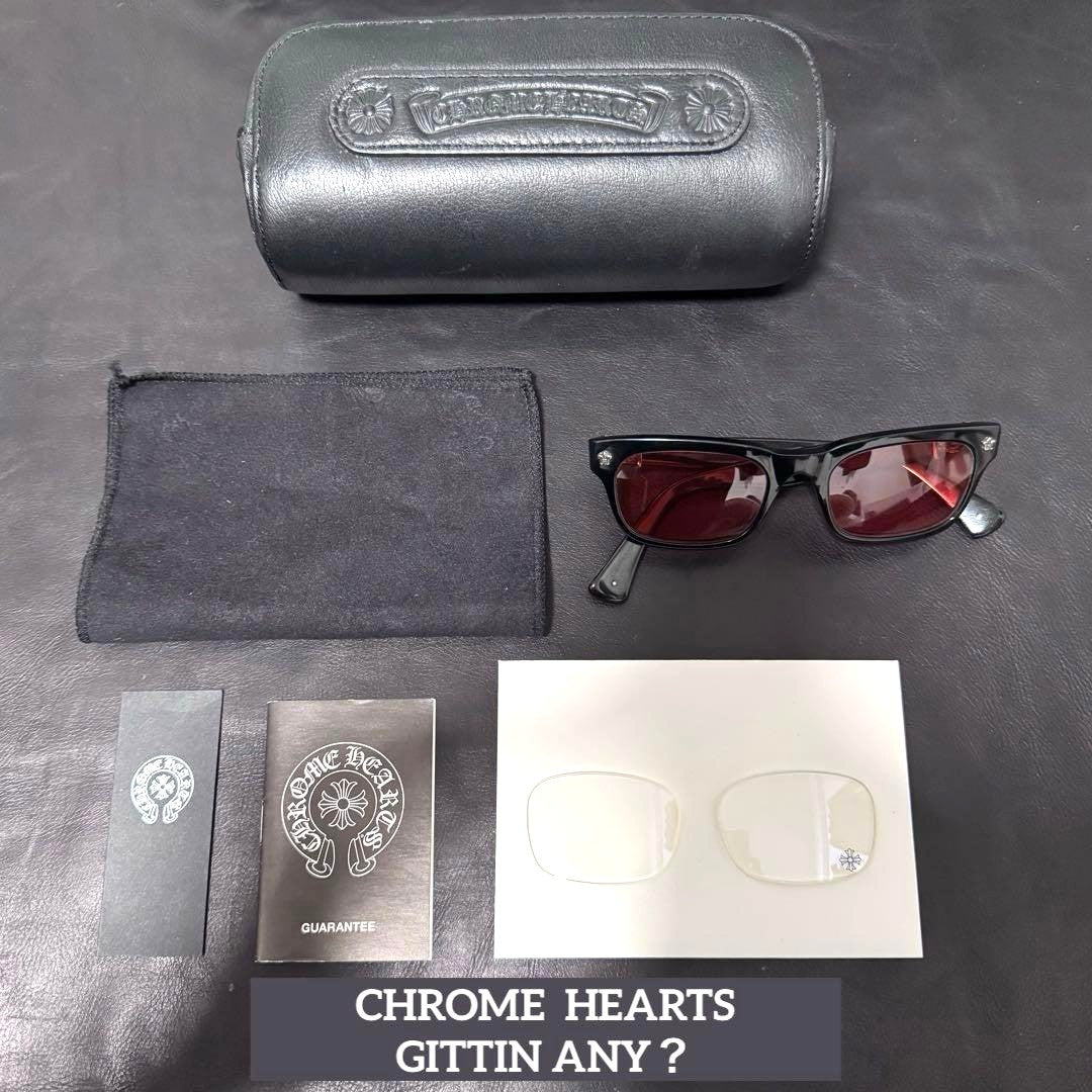 Chrome Hearts Gittin Any Sunglasses Black Frame Red Lens Silver HW Japan Used