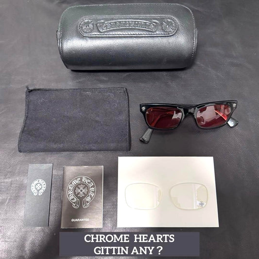 Chrome Hearts Gittin Any Sunglasses Black Frame Red Lens Silver HW Japan Used
