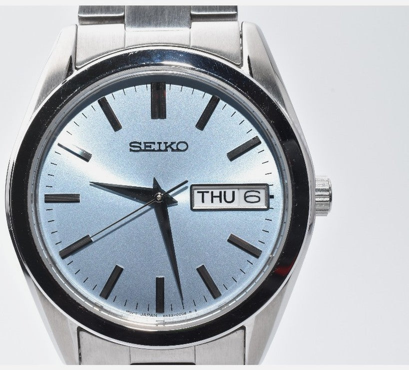SEIKO Selection 6N53-00B0 Quartz Day-Date Watch Ice Blue Dial Steel Men's Used