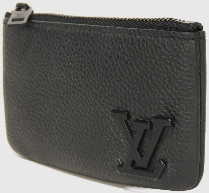 Louis Vuitton Aerogram Pochette Cle Key Coin Case M81031 Black Taurillon Noir
