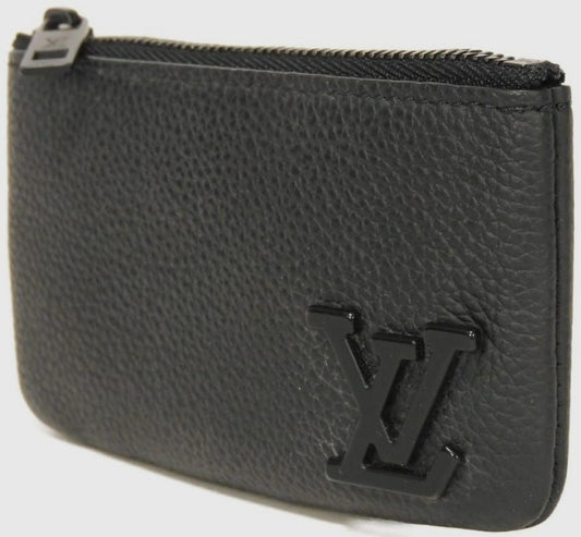 Louis Vuitton Aerogram Pochette Cle Key Coin Case M81031 Black Taurillon Noir
