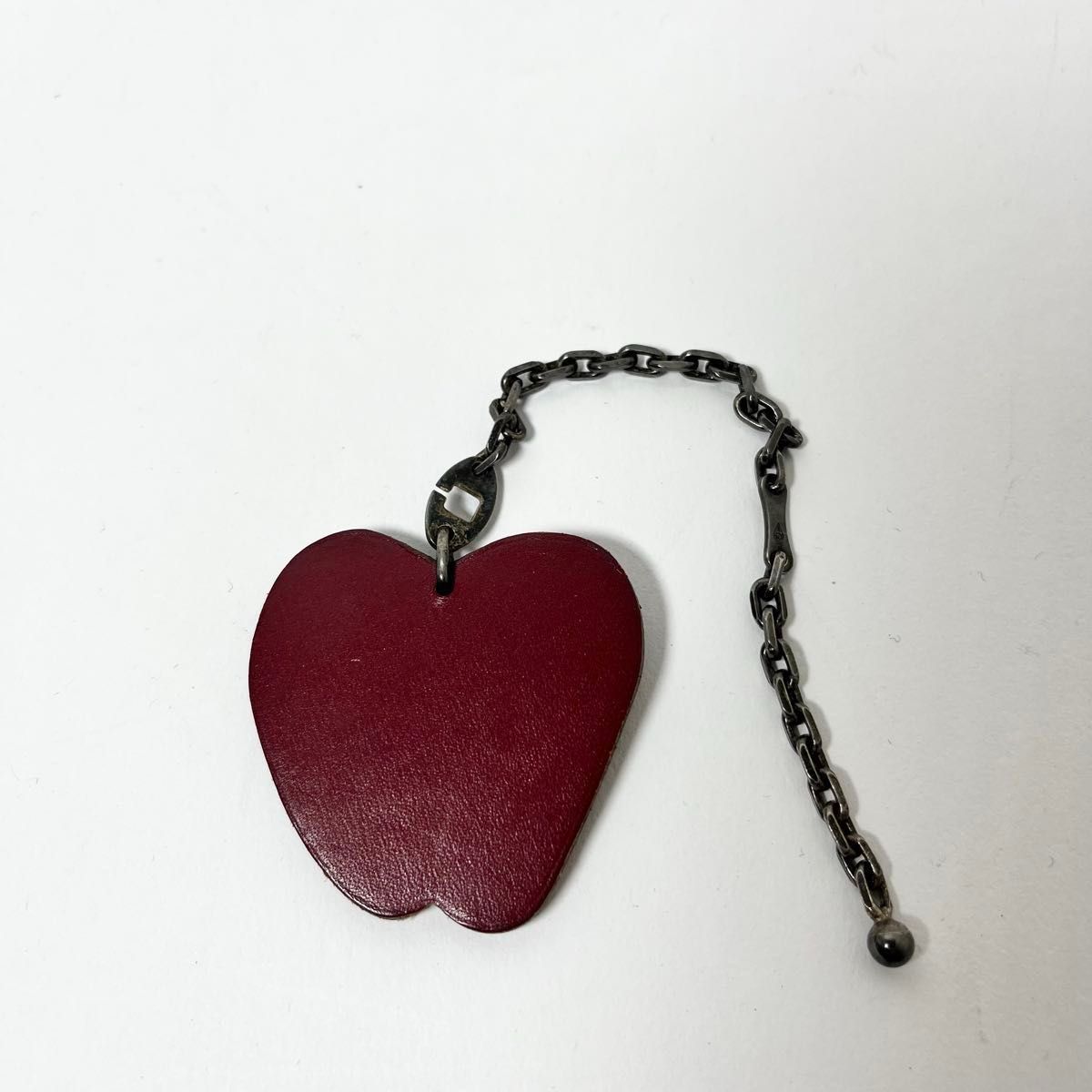 Hermes Authentic Leather Apple Motif Keyring Charm Keychain Used Great Condition