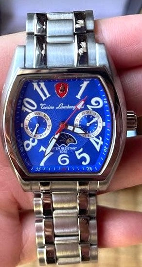 Tonino Lamborghini Men Watch Blue Dial Silver Stainless Steel 2006 Ltd W/ Box