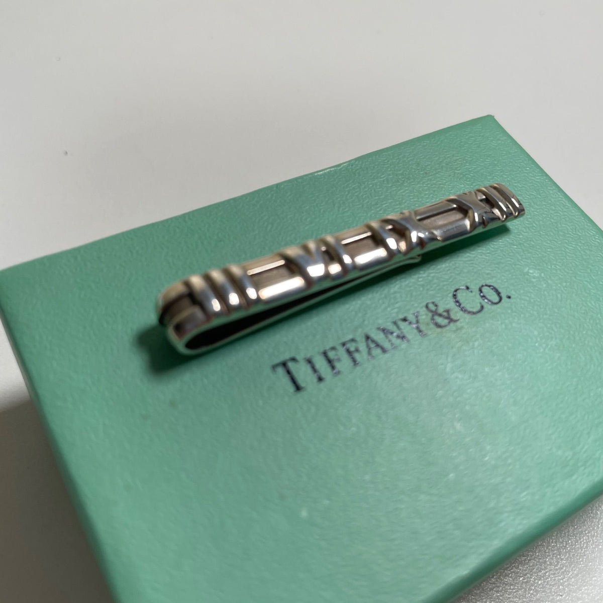 Tiffany & Co. Atlas Tie Bar Clip Sterling Silver 925 Authentic Vintage 1995