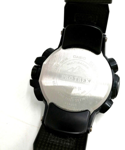 Casio Pro Trek Triple Sensor Tough Solar Ana-Digi Watch Black PRW-6000 Used