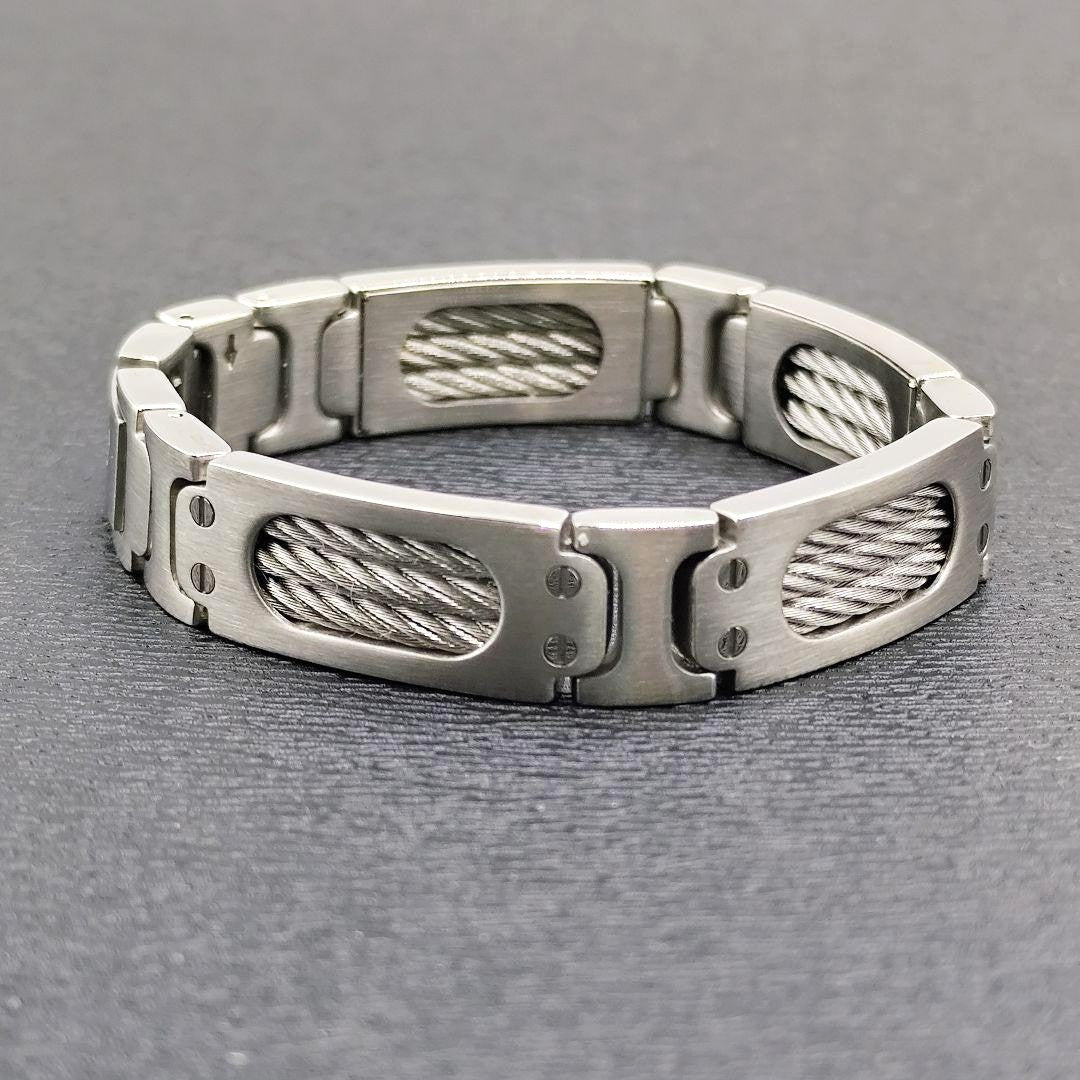 CHARRIOL Cable Bracelet Bangle Silver Stainless Steel Unisex Box 16.5cm 6.5in