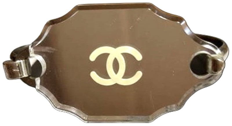 CHANEL CC Logo Mirror Bangle Bracelet Silver Vintage Wrist 14.5cm(5.7in) Used