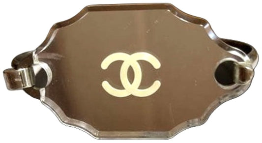 CHANEL CC Logo Mirror Bangle Bracelet Silver Vintage Wrist 14.5cm(5.7in) Used