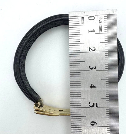 GUCCI Old Gucci Leather Belt Buckle Bracelet Black Gold HW 6.3in Made Italy
