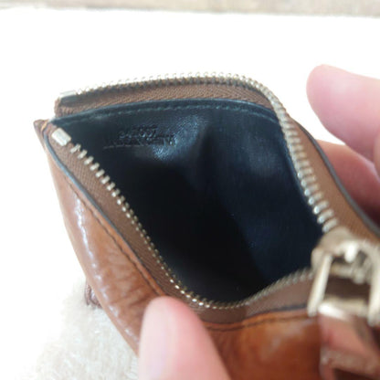 Loewe Brown Leather Embossed Coin Case Purse 12 x 9cm 4.7 x 3.5in