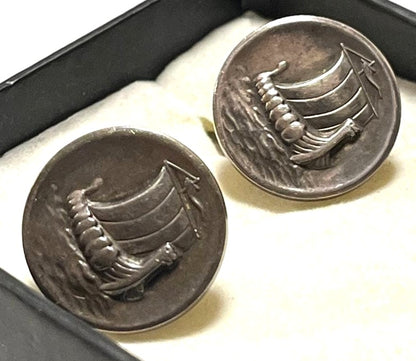 Georg Jensen Cufflinks No.50 Viking Ship Sterling Silver 925 Men's Denmark