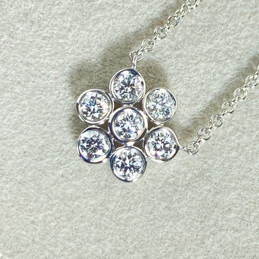 Tiffany & Co. Platinum Pt950 7P Diamond Flower Garden Necklace L 41cm 16"