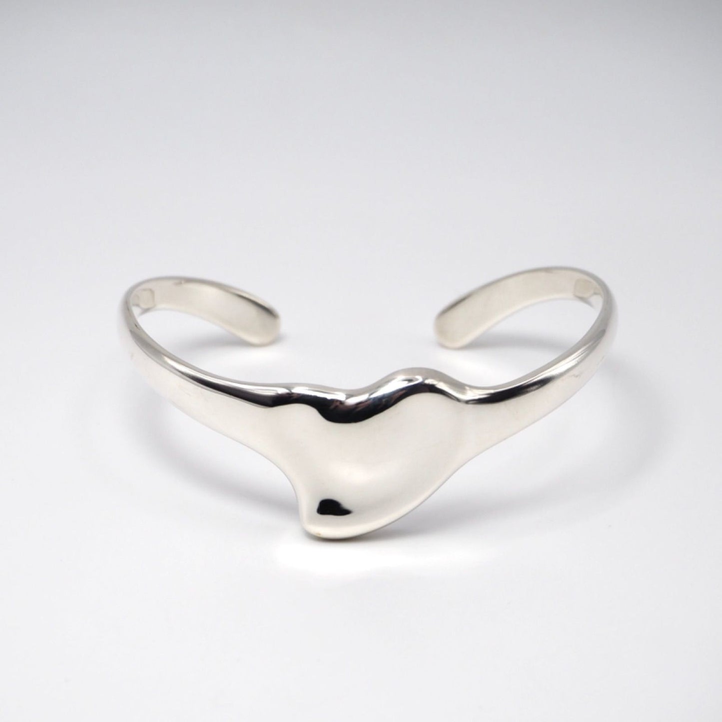 Tiffany & Co Sterling Silver 925  Full Heart Cuff Bracelet Elsa Peretti 6.7in