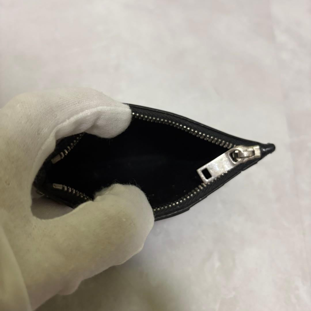 SAINT LAURENT Black Leather Studs Logo Fragment Case Card Case Coin Case