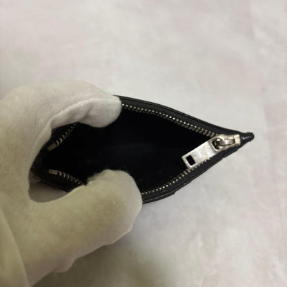 SAINT LAURENT Black Leather Studs Logo Fragment Case Card Case Coin Case