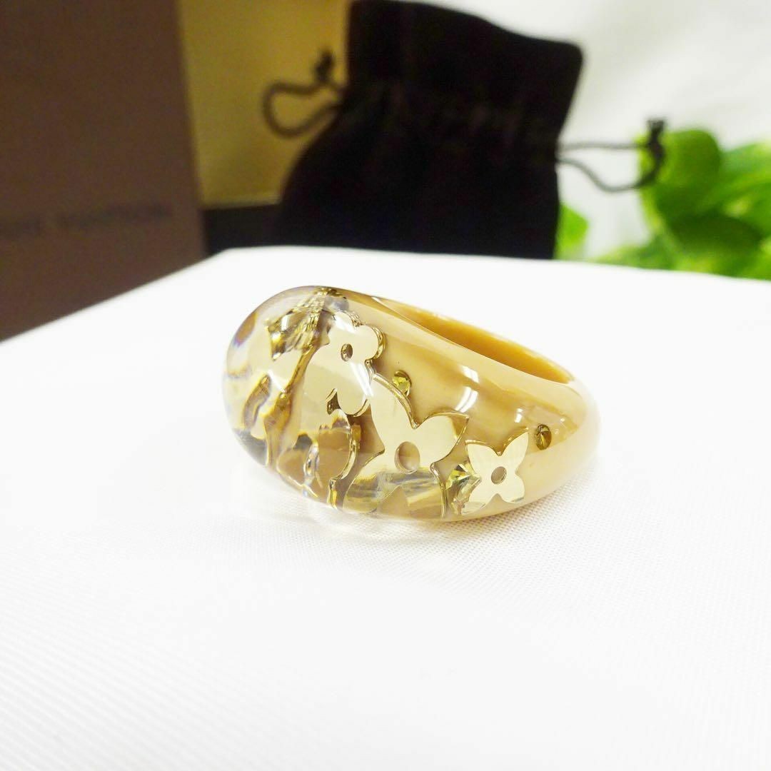 Excellent Louis Vuitton Berg Unclusion Ring Size US 5 Beige Gold Tone With Box
