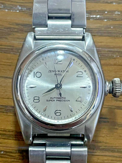 ZENO Automatic Super Precision Watch Silver Dial Stainless Steel Case Used Japan