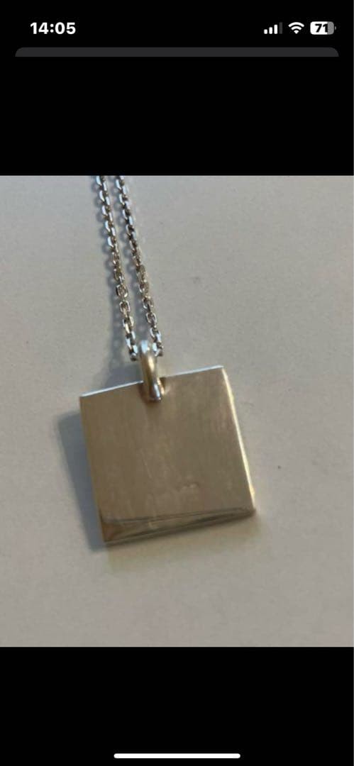 Gucci Authentic Square Plate Pendant Necklace Silver 925 Unisex With Box Used