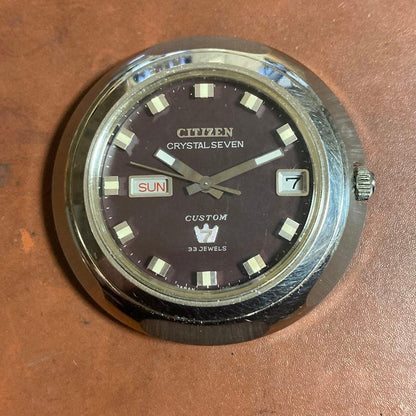 Citizen Crystal Seven 2829-TA 33 Jewels Day Date Automatic Watch Perfectly Round