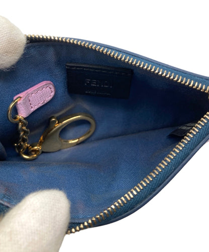 FENDI Monster Bugs Eyes Coin Case Purse Multicolor Leather Crystal Italy Zip