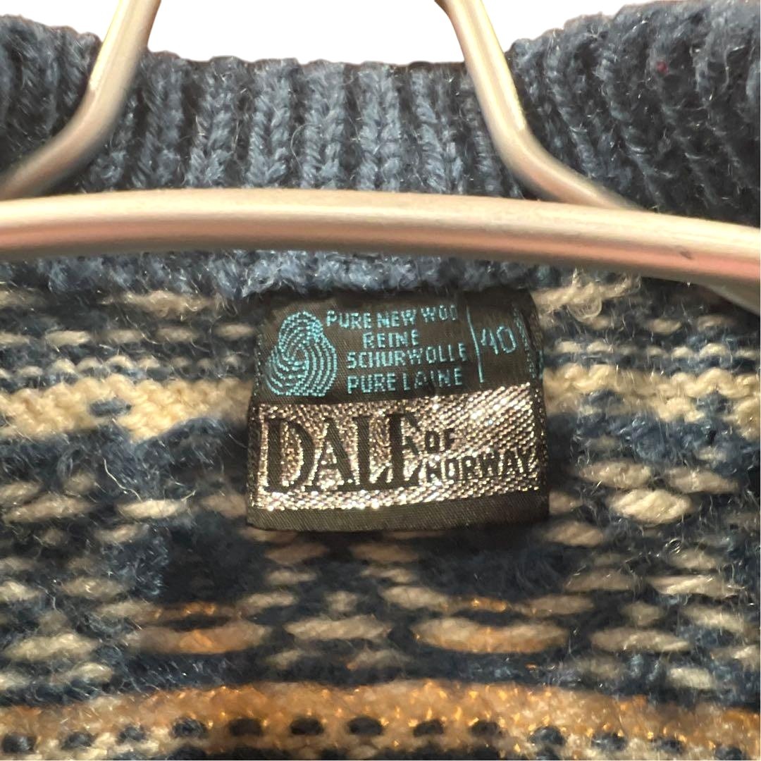 DALE OF NORWAY Nordic Cardigan Sweater Women Blue White Pure Wool Size 40 L