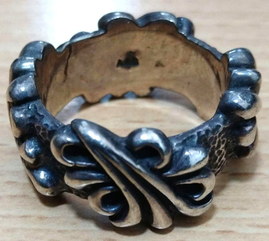 A&G Sterling Silver 925 Fleur Sculpted Band Ring Size 9.5-9.75 US Vintage Unisex